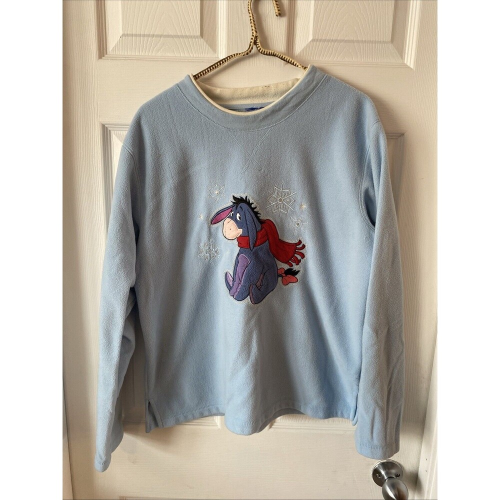 Vintage Eeyore Fleece Sweatshirt Pullover Women’s Medium Fleece Snowflake Disney